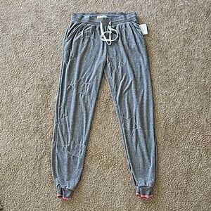 P.J. Salvage Gray Star-Print Jogger Pajama Pants with Pink Cuffs